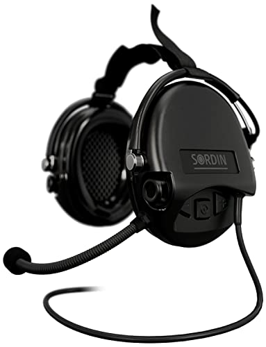 Sordin Supreme MIL CC Gehörschutz - aktiver Gehörschützer mit Nexus-Kabel - Boom-Mikrofon, Nacken-Band & schwarze Kapsel