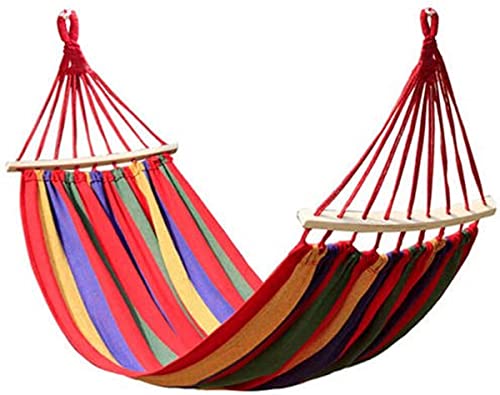 Hangmat voor 2 personen met schommelframe 200 x 80 cm - kleurrijke Hamock - Met verstevigde hangbar