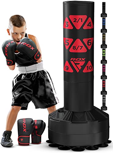 RDX Kinder Freistehender Boxsack 4ft Junior Standboxsäcke Trainingshandschuhe, MMA, Kickboxen,Boxen, Kampfsport, Muay Thai, Boxpartner, Punchingsäcke, Tumbler Boxsäcke Saugfuß (MEHRWEG)