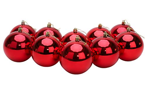 Toyland® 10 extra große Christbaumkugeln in 100 mm Farbe - Christbaumschmuck (rot)