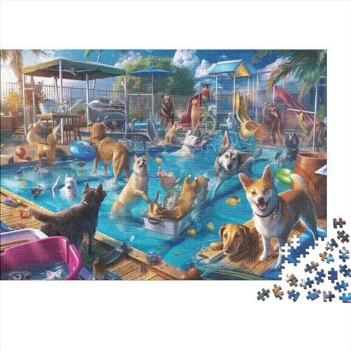 Doggy Pool Party Puzzles Für Erwachsene 1000 Teile Puzzles Für Erwachsene Puzzles 1000 Teile Für Erwachsene Anspruchsvolles Spiel 1000pcs (75x50cm)