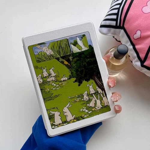 Hülle Für 7 Zoll Kindle Oasis| Kompatibel Mit Der 9. Generation (Version 2017) Und Der 10. Generation (Version 2019) – Premium-Pu-Leder-Smartcover Mit Automatischer Sleep-Wake-Funktion, Cartoon-Wei