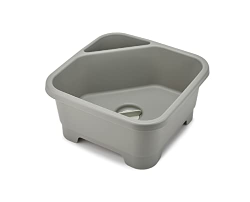 Joseph Joseph Duo Quadratische Spülschüssel für die Küchenspüle mit Fach für Besteck, Schwämme und Bürsten, Grau