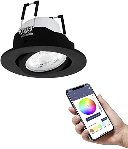 Eglo LED CCT Einbauleuchte Saliceto-Z schwarz RGB, Smart Home connect.Z