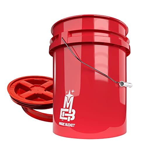 detailmate Roter Eimer Set - 5 Gal (ca19L) Grit Guard Wasch Eimer rot + Gamma Seal Deckel