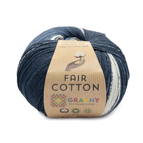 Katia Fair Cotton Granny 150g | Farbverlauf zum Granny Squares häkeln | GOTS Baumwollgarn | Bio Baumwolle zum Stricken (309)