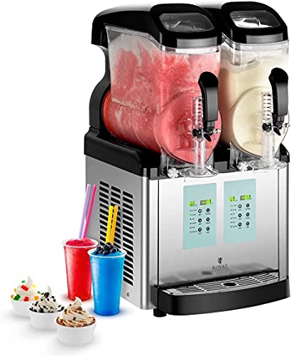 Royal Catering Slush-Eis-Maschine Softeis Maker RCSL 2/6ICE (2 x 6 L, 450 W, 20-10 °C, modernes Kontrolldisplay, BPA-frei, 6 Funktionen, LED-Kontrolldisplay)