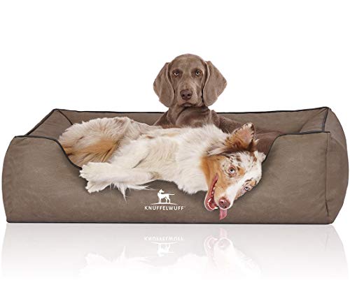 Knuffelwuff Hundebett Scottsdale aus Kunstleder Übergröße XXXL 155 x 105cm Stone