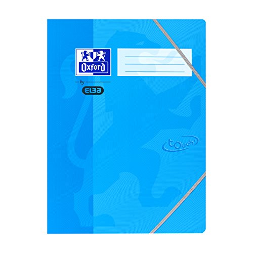 OXFORD by ELBA 400103391 10 x Eckspannermappe im Format DIN A4 mit Eckspannergummi für einen sicheren Verschluß, 3 Abgerundete Einschlagklappen, Fester Karton mit Soft Touch-Oberfläche, Meerblau