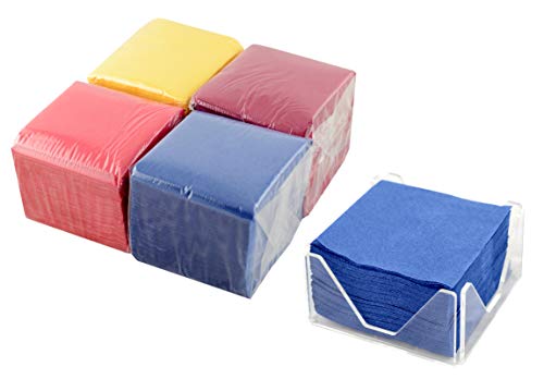 Hostelnovo 400 Stück Papierservietten 100 Stück + Serviettenhalter aus Methacrylat, speziell für Cocktails, 10 x 10 cm