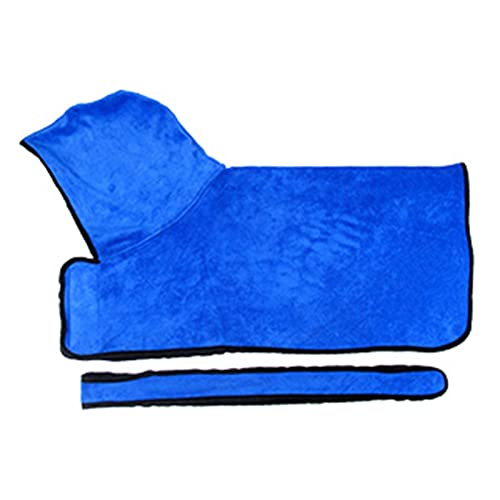Hunde-Bademäntel, warme Hundekleidung, saugfähige Haustierhandtücher, Haustierbadtücher (Color : Blue, Größe : L)