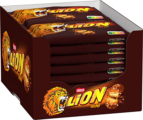 NESTLÉ LION CHOCO Mini, kleiner Knusper-Schokoriegel mit Karamell-Füllung & Crispy Waffel, 16er-Pack (16 x 234g)