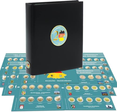 SAFE 7345 PREMIUM 2 Euro Münzen Sammelalbum Deutsche Bundesländer 2006-2021- Münzsammelalbum - für Ihre Coin Collection + 6 Münzblättern & farbigen Vordruckblättern
