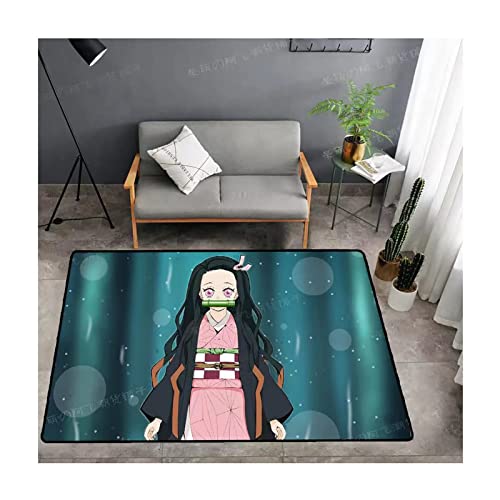 Demon Slayer Anime Kinder-Zimmer-Teppich Fairytale Rutschhemmend Kinderteppich Spiel-Teppich Spielunterlage Mädchen-Teppich für Jungen Schlafzimmer Farbe Rutschfester Teppich