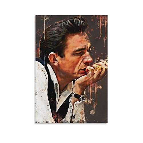 XXJDSK Leinwand Bilder Johnny Cash 2 Klassische Kunst, Musik-Vintage, Retro, für Zuhause, Schlafzimmer, Wohnzimmer, Dekoration 60x90cm Kein Rahmen