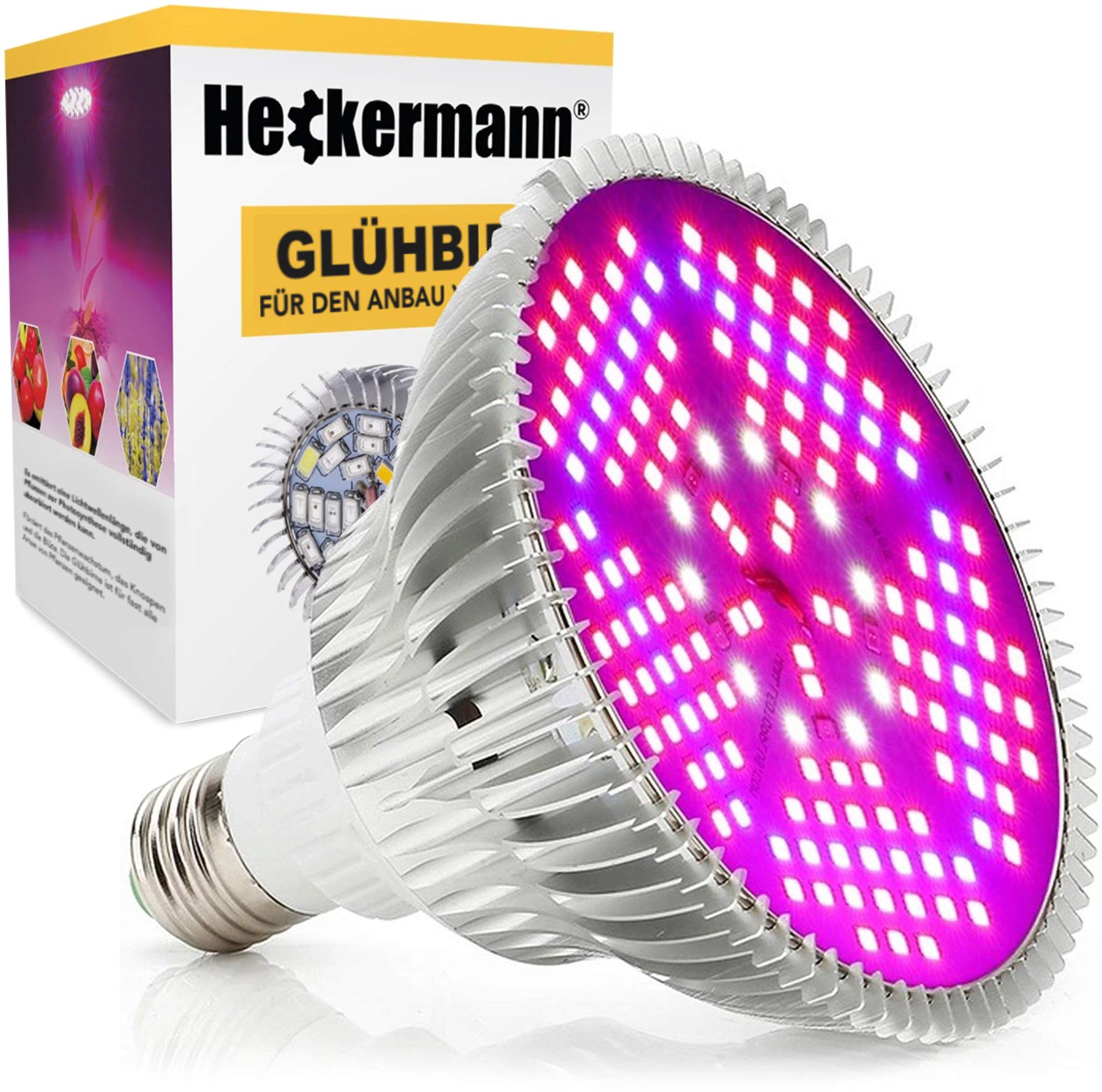 Cronos ORIGINAL Heckermann E27 Glühbirne für Pflanzen 100W – Modell: MDA-PG01 - Lichtleistung: 100W - 150 eingebaute LEDs – ideal für den Anbau von Gemüse, Kräutern, Blütenpflanzen