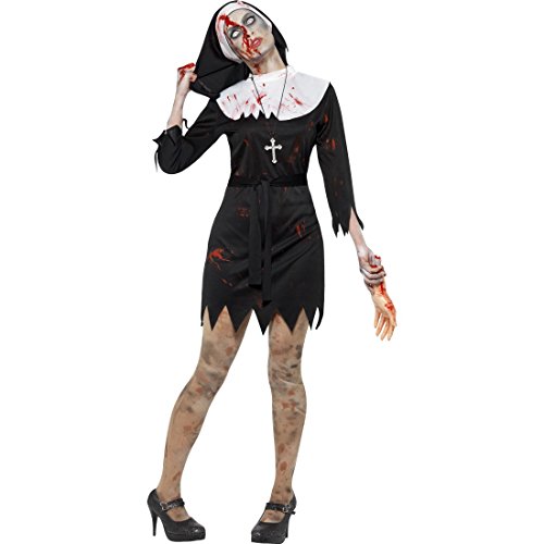 Amakando Horror Nonnenkostüm - XL (46/48) - Kostüm Ordensschwester Zombiekostüm Damen Damenkostüm Ordensfrau Horrorkostüm Untote Halloween Zombie Nonne