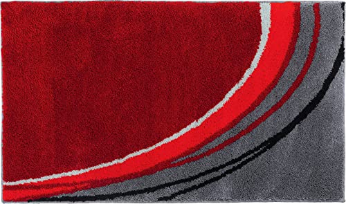 Erwin Müller Badematte, Badteppich, Badvorleger rutschhemmend rot Größe 70x120 cm - kuscheliger Hochflor, für Fußbodenheizung geeignet (weitere Farben, Größen)
