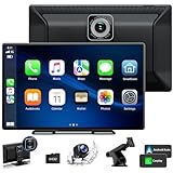 Tragbares kabelloses Autoradio Apple Carplay mit 2,5K-Dashcam, 1080P-Rückfahrkamera, 9-Zoll-Touchscreen-GPS-Navigation für das Auto, Auto-Audioempfänger mit Bluetooth