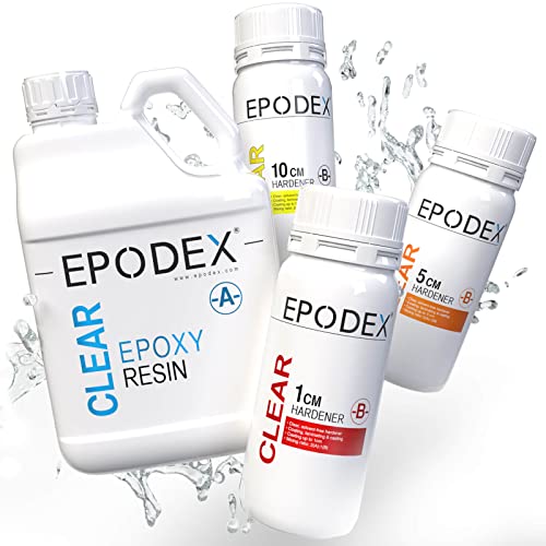 EPODEX® 2K Epoxidharze | 3 Gießhöhen 0-10cm | Beschichtungen, Kunst, Handwerk und mehr | Gießharz | Kunstharz | Resin | Glasklar | Mengenrabatt