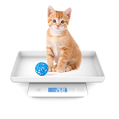 ICARE-PET Digitale Haustierwaage überwacht das Gewicht von Welpen und Kätzchen in Gramm | 15kg Kapazität | 28 x 20 cm Plattform zum Wiegen von Kleintieren | ±1 Gramm Genauigkeit