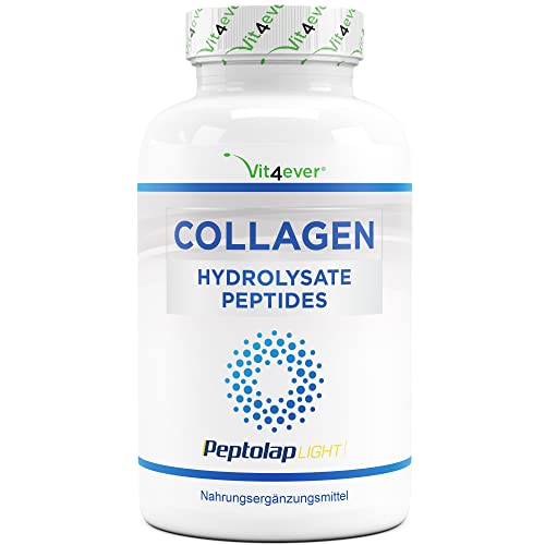 Kollagen - 365 Kapseln - 1500 mg pro Tagesportion - Premium: 100% Rinder Collagen Hydrolysat Peptide von Peptolap Light - Hochdosiert - Laborgeprüft