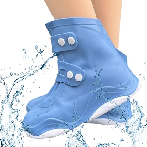 Schuhüberzüge für Regen - Wiederverwendbare Galoschen-Überschuhe - Einfach zu handhabende, rutschfeste, doppelschichtige Sohle, robuste, dicke Regenüberschuhe für Männer, Frauen und Kinder Dyog