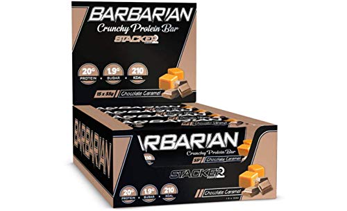 Stacker2 Barbarian Crunchy Protein Bar Proteinriegel Eiweißriegel (15x55g Chocolate Caramel)