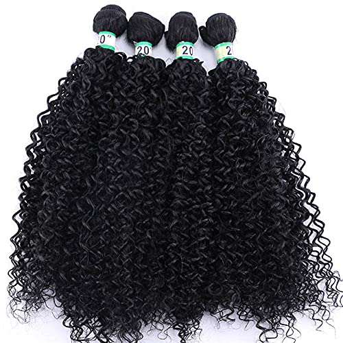 Haarverlängerungen Double Color Afro Kinky Curly Hair Weave Bündelt Hochtemperatur-Synthetische Brasilianische Haarverlängerungen Für Schwarze Frauen-#1B_20 20 20 20 Zoll