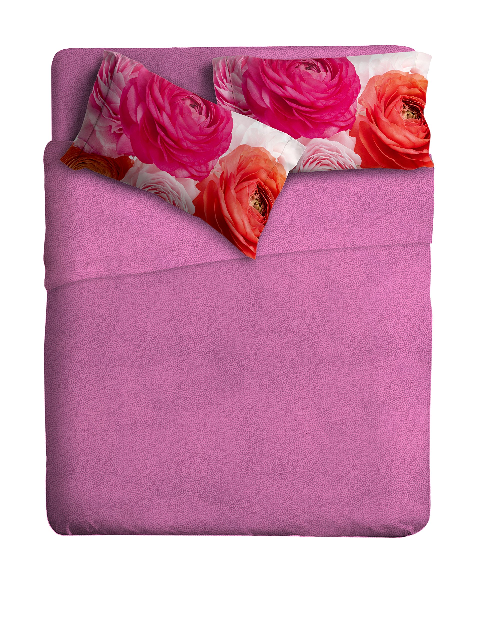 Ipersan 1-Size Bettwäsche Set fotografisch Bouquet Farbe Rose/Kirsche 160x300cm.