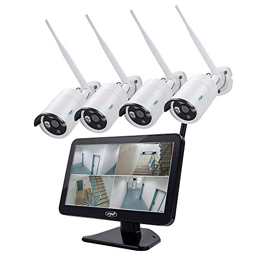 PNI House WiFi650 Videoüberwachungskit - 4 Kameras Full HD Wi-Fi P2P und 12 Zoll LCD-Monitor