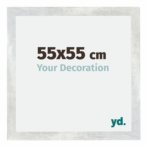 yd. Your Decoration - 55x55 cm - Bilderrahmen von MDF mit Acrylglas - Antireflex - Ausgezeichneter Qualität - Silberglanz Vintage - Fotorahmen - Mura,