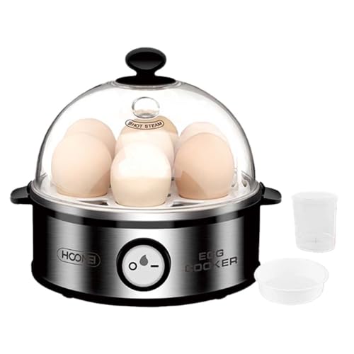 Eierkocher aus Aluminium, 350 W, mit 7 Eiern, leicht zu schälen, weich, mittelhart, mit Omellete-Behälter und automatischer Abschaltung