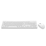 fasient Drahtlose Tastatur, Tastatur-Maus-Kombination, Arc Keys Silent White/Black für Windows(White)