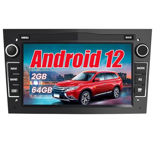 AWESAFE Android 12 Autoradio für Opel 2 DIN Radio 2+64GB mit Navi, Carplay unterstützt DAB+ WiFi Bluetooth MirrorLink 7 Zoll Bildschirm FM Radio - Schwarz