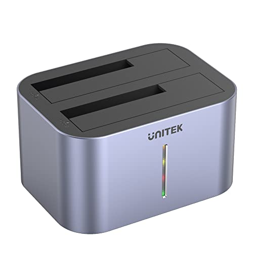 Unitek 2X SATA 2,5"/3,5" Clone Drive Station | S1306A | USB-B Anschluss | USB-A Kabel Clone Drive ohne PC | USB 5Gbps | Aluminium | Farbe: grau | Plug & Play