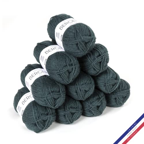 Bergère de France - BARISIENNE, Wolle set zum stricken und häkeln (10 x 50g) - 100% Acryl - 4 mm - Sehr weicher Rundfaden - Blau (BOUTEILLE)