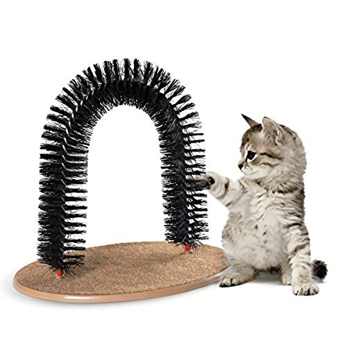 Ulalaza Katzenpflege Kratzbürste Spielzeug Kätzchen Reiben Bogen Selbstmassagebürste Haustier Spielzeug