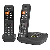 Gigaset C575A Duo - 2 Schnurlose DECT-Telefone mit Anrufbeantworter - großes Farbdisplay mit aktueller Benutzeroberfläche - Adressbuch für 200 Kontakte - Jumbo-Modus und Anrufschutz, schwarz