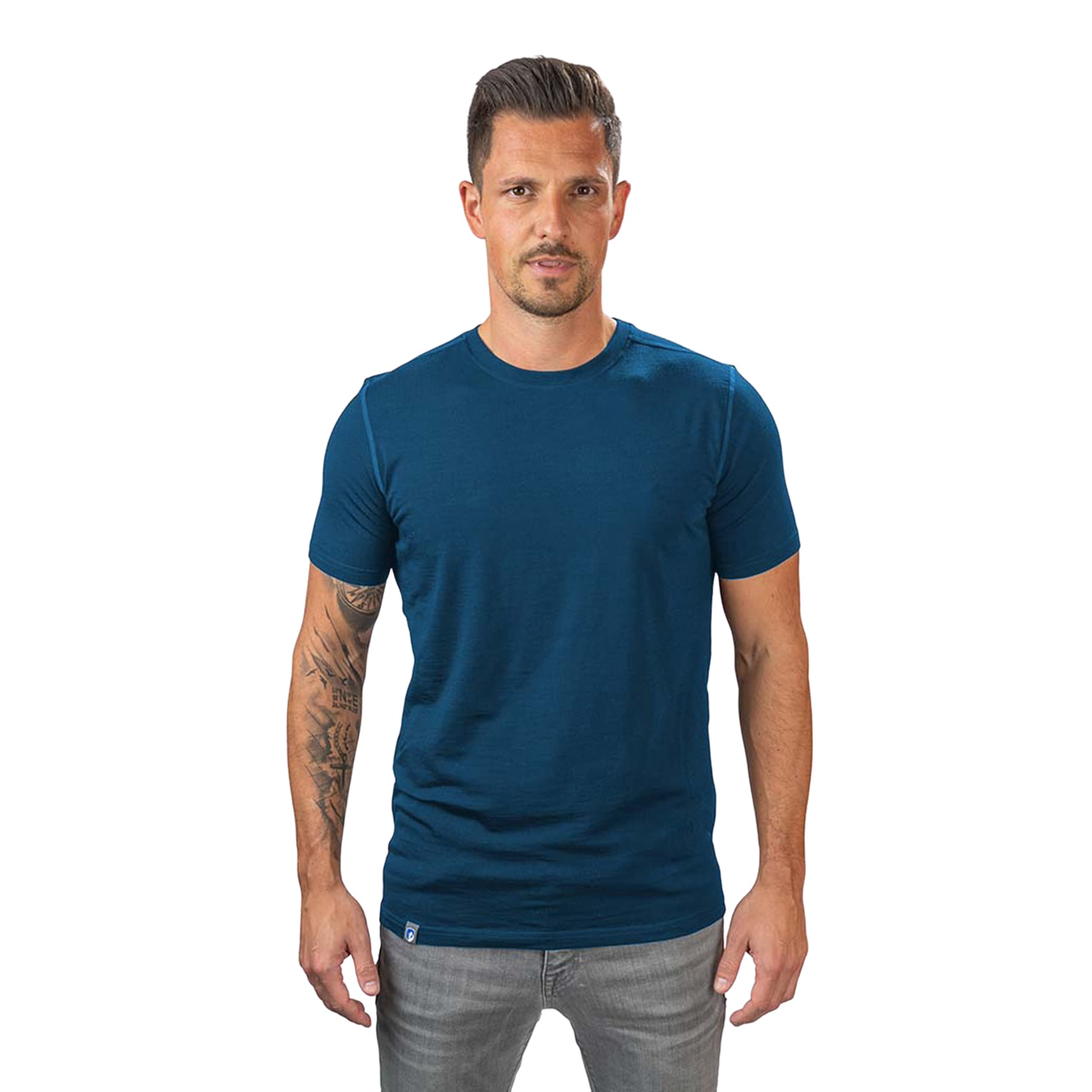 ALPIN LOACKER Merino Shirt Herren - Premium Merino Tshirt Herren Kurzarm I Thermo Oberteil Männer und Funktionsshirt für Outdoor I Merino Unterwäsche Herren, Blau XL