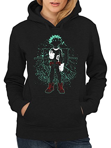 clothinx Damen Kapuzenpullover My Hero - Deku Plus Ultra Schwarz Gr. M