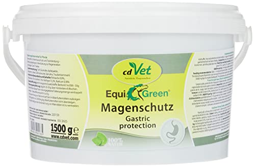 cdVet Naturprodukte EquiGreen Magenschutz 1,5 kg - Pferd - Ergänzungsfuttermittel - Magensäurebindend - Schleimhautschutz - Regulation des Säure-Basen-Haushaltes - sanfte Sanierung - Unterstützung -