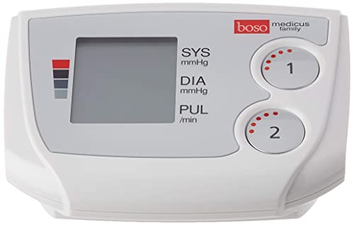 boso medicus family - Partner-Blutdruckmessgerät mit 2 Speicher-Plätzen, großem Display und Arrhythmie-Erkennung - Inkl. Universal-Manschette (22-42cm)