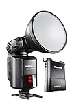 Walimex Pro Light Shooter 360 TTL Blitzgerät für Canon (inklusiv Blitzröhre, Reflektor, Diffusor, Tasche, 1x Power Porta, Verbindungskabel, Tragegurt, Netzladegerät) schwarz