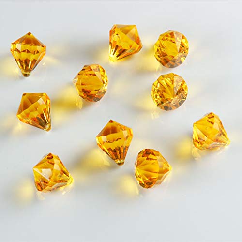 liying 20 Karat Acryldiamanten, 60 Stück Kunststoff-Kunstdiamant-Kristalle, Schatz Edelsteine mit Loch für Tischstreuer, Hochzeit Orange