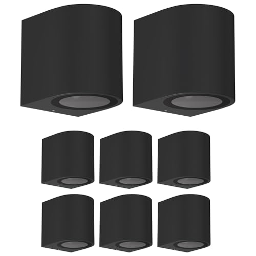 ledscom.de Außenleuchte ALSE Downlight, Outdoor, schwarz, Aluminium, rund, inkl. GU10 LED Lampe, 340lm warmweiß, 8 Stk.