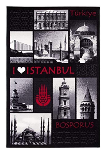 andiamo hochwertiger Teppich mit Motiven der türkischen Stadt Istanbul, Polyamid, 120x170 cm