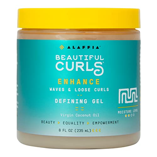 Alaffia Beautiful Curls Curl Enhance Defining Gel, Wavy to Curly Hair Products, Hair Gel to Coil, Twist and Braid, Natural with Shea Butter, Coconut Oil, Castor Oil & Aloe, 8 Fl Oz
