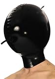 Sexy schwarze Latex-Gummi-Vollgesichtsmaske, aufblasbare Maske mit Reißverschluss auf der Rückseite