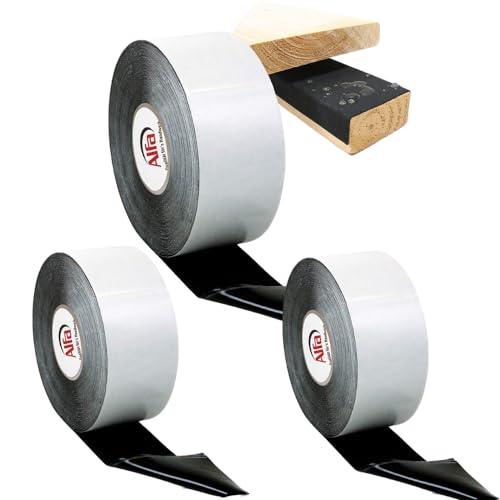 Abdeckband Holz & Unterkontruktionen 3 Rollen - einseitig selbstklebendes Terrassen-tape - Niederschlagschutz 80 mm x 1 mm x 20 m